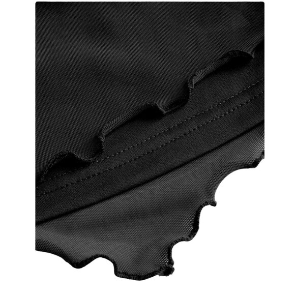 Strapless Ruched Ruffle Mini Dress – Black - Picture 3 of 5